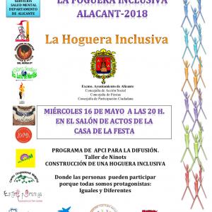Cartel Alacant Per La Inclusió. Presentación "La Foguera Inclusiva Alacant-2018"