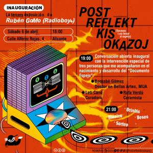Invitación a la exposición "Postreflektkisokazoj", de Rubén GoMo (Radioboy+)