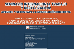 Seminari Internacional Treball i digitalització: avanços i reptes per a la negociació col·lectiva.